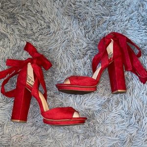 Lulu’s Red Tie Up Heels